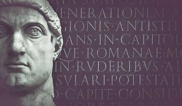 istock Face of the Emperor Constantine and latin script 186622491