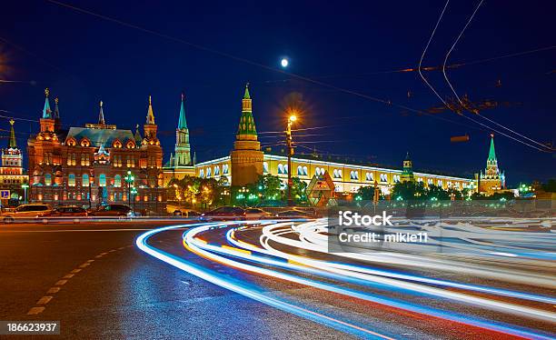 Kremlin In Moskau Bei Nacht Stockfoto und mehr Bilder von Moskau - Moskau, Stadtansicht, Twerskaja-Straße