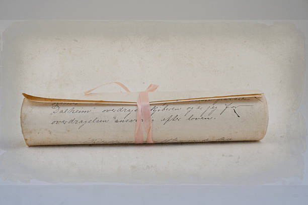 istock Antique letter with silk ribbon. 186624605