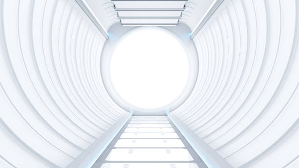 istock Corridor in space station or White tunnel. futuristic sci-fi and technology background concept. 1866298416