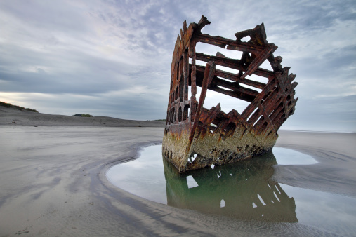 Peter Iredale during Low Tide at Dawn