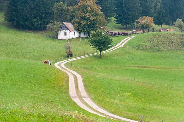 Old farmhouse at the countryside in Austria