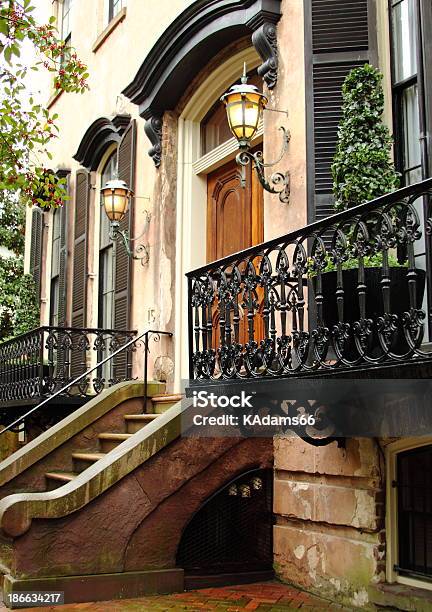 Historic Savannah Home With Staircase Stock Photo - Download Image Now - Georgia - US State, Savannah - Georgia, Balcony