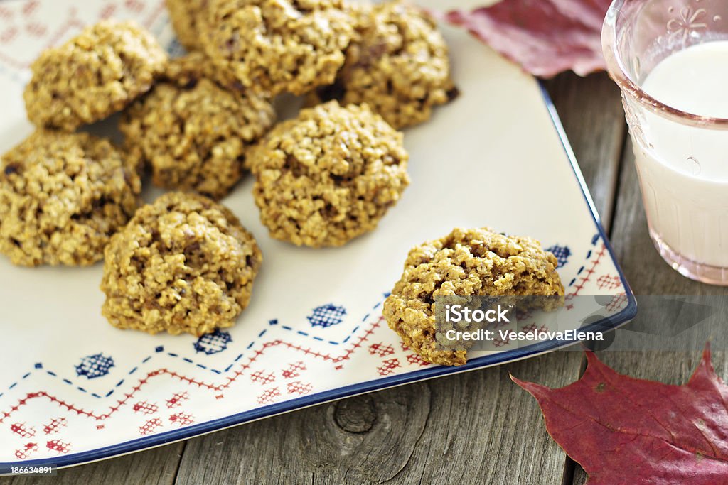 Pumpkin oat cookies on a plate Autumn Stock Photo