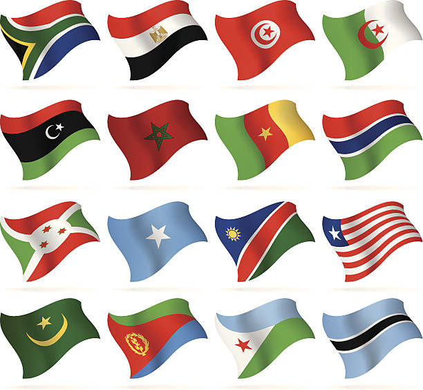 Flying Flags Collection - Africa Flags collection - Africa (part 1st of 3) flag of djibouti stock illustrations