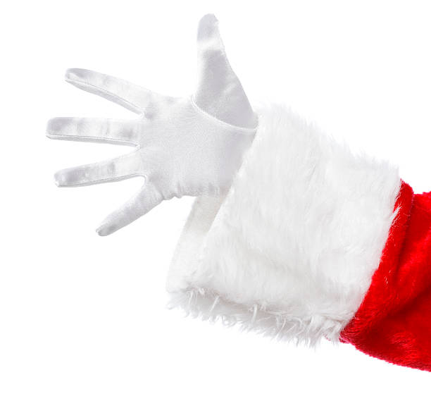 istock Santa hand with white glove 186637025