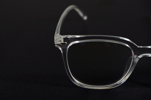 Fiber optic eyewear isolated on black background close-up no people
