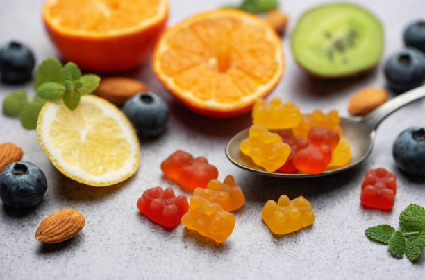 istock Chewable gummy vitamins and fruits 1866416352