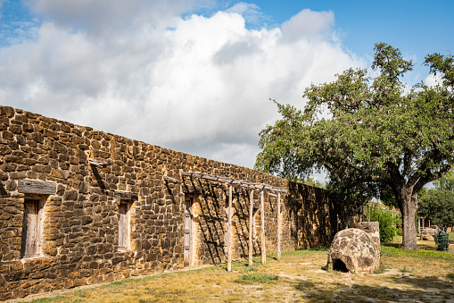Mission San JosÃ©, built in 1720, known as the Queen of the Missions in the historical park, San Antonio, Texas, USA