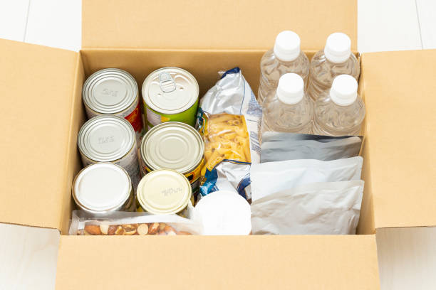istock Emergency food stored in cardboard boxes. 1866445724