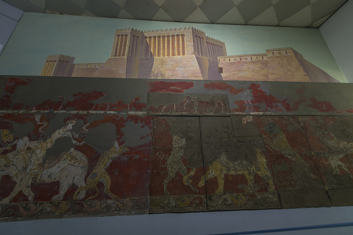 Tashkent, Uzbekistan - June, 23, 2023: fresco inside the museum of commander Tamerlane on Amir Temur Square