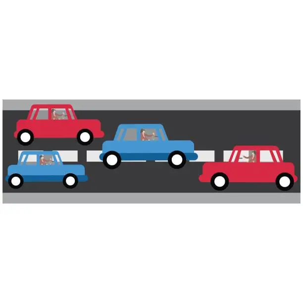Vector illustration of Traffic jam, Car, Traffic Jam, Road, Highway, Speed,Businesswoman