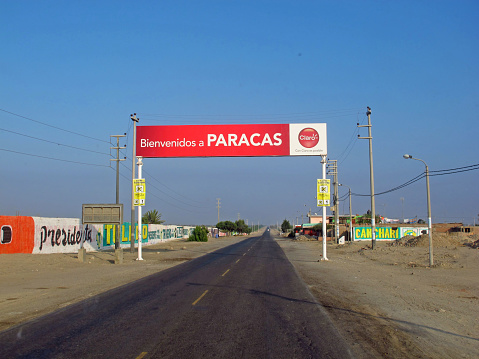 Paracas / Peru - 01 May 2011: The road to Paracas city on the Pacific ocean, Peru