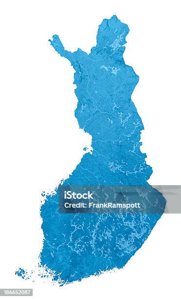 Finlândia Topographic Mapa Isolado - Fotografias de stock e mais imagens de Finlândia - Finlândia, Azul, Mapa