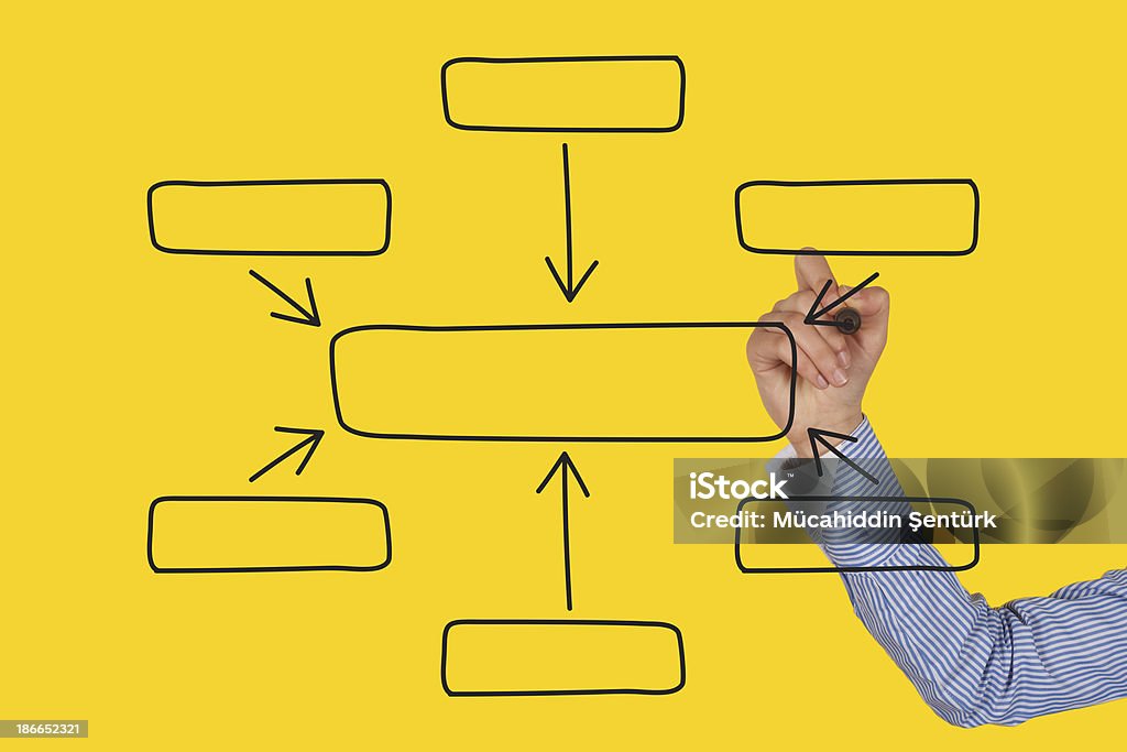 Businesswoman drawing an organization chart Absence Stock Photo