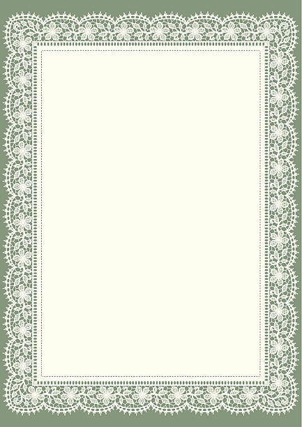 illustrations, cliparts, dessins animés et icônes de napperon.  dentelle blanche.  cadre floral.  fond vert. - doily