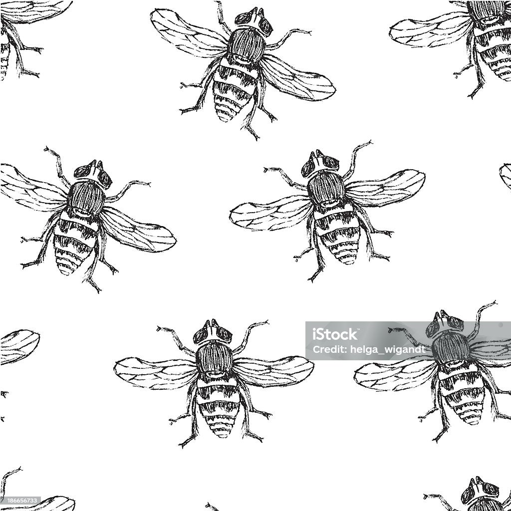 Hand-drawn bees seamless pattern Hand-drawn bees seamless pattern. Bee stock vector