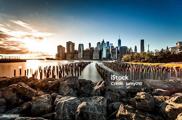 Lower Manhattan Skyline Financial District Stock Photo - Download Image Now - Aerial View, American Culture, Architecture