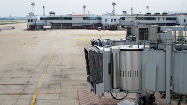 istock a Jet bridge on the airport with no plane. 1866580973