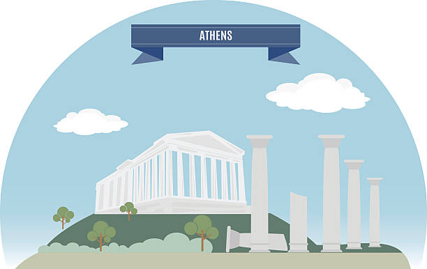 stockillustraties, clipart, cartoons en iconen met minimalist graphic of monuments in athens - athens