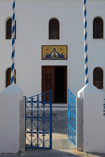Chapel on Santorini island in the Cyclades (Greece)