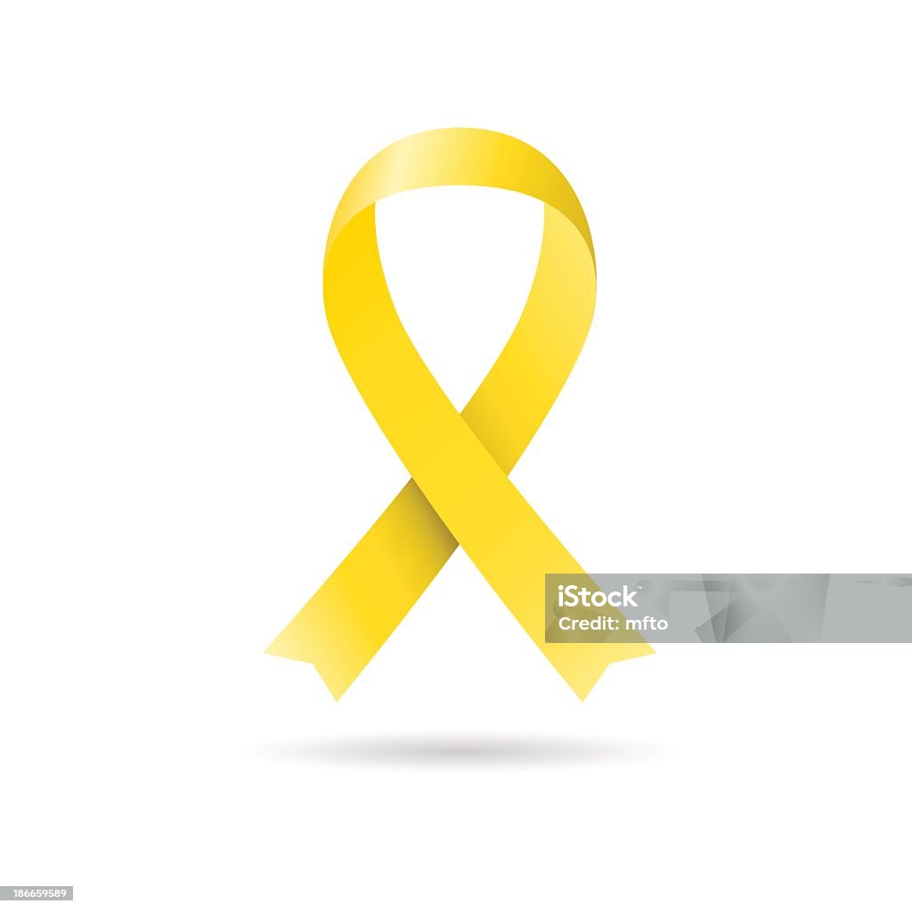 Single Ribbon Yellow Single Yellow Commemorative Ribbon On A White Background Stock ...