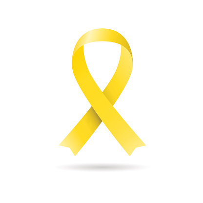 Yellow Completion Ribbon Single Yellow Commemorative Ribbon On A White Background Stock ...