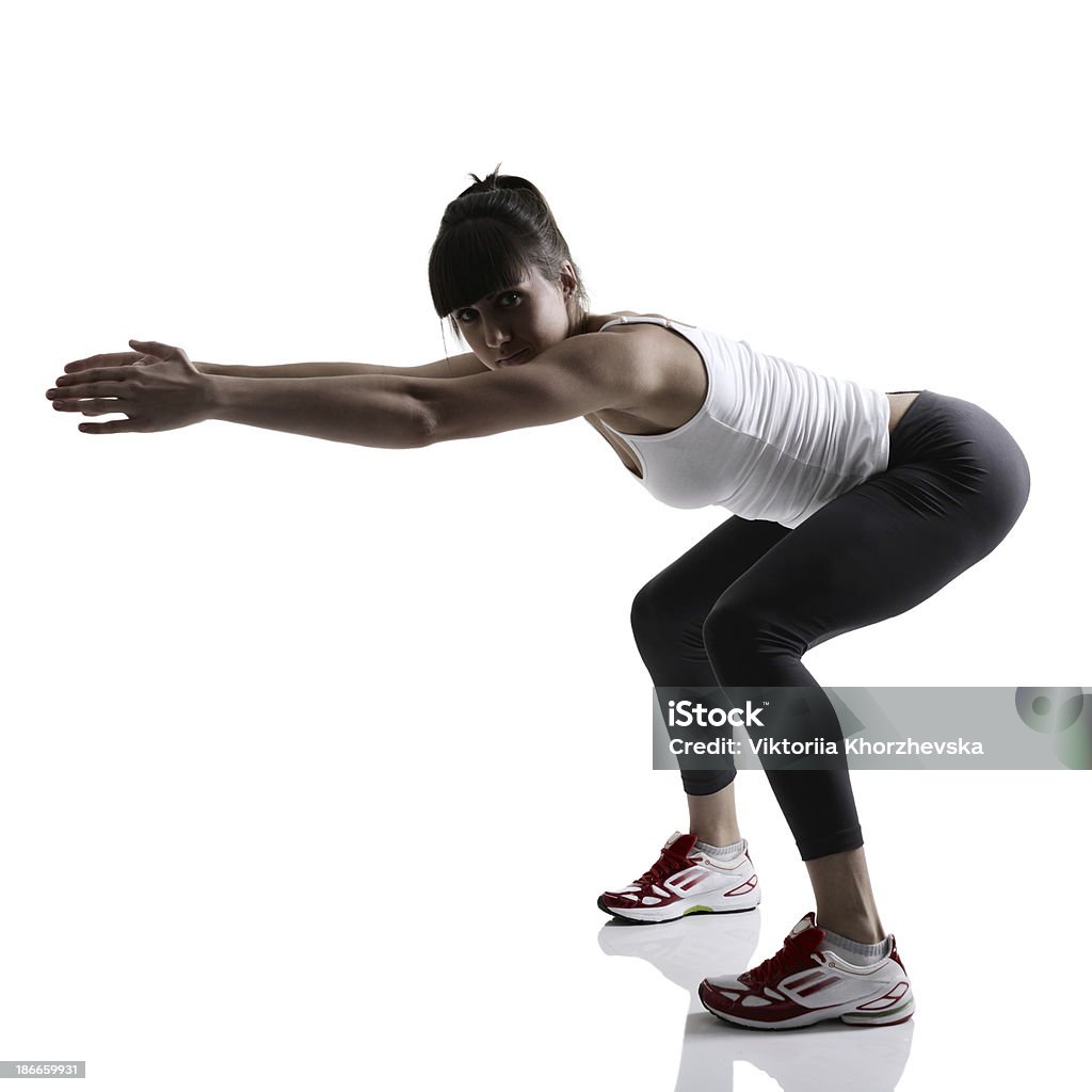 Portret sport Dziewczyna robi Joga ćwiczenia rozciągające - Zbiór zdjęć royalty-free (Kobiety)