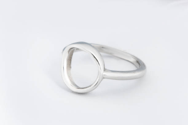 istock Silver diamond ring isolated on white background. Silver jewelry fashion ring 1866605539