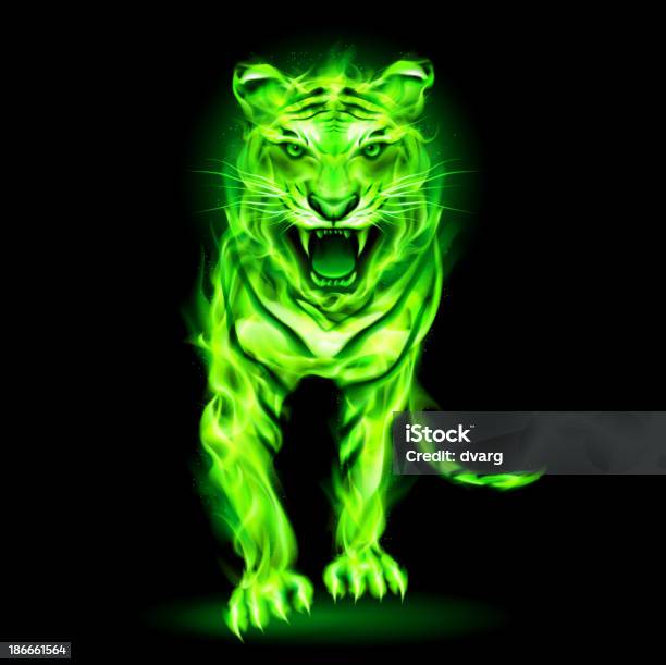 Tiger Green Fuoco - Immagini vettoriali stock e altre immagini di Aggressione - Aggressione, Animale, Astratto