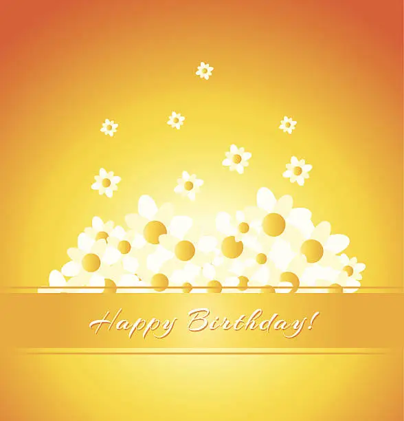 Vector illustration of floral Happy Birthday background
