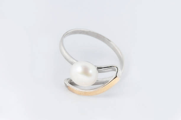 istock Silver diamond ring isolated on white background. Silver jewelry fashion ring 1866618708