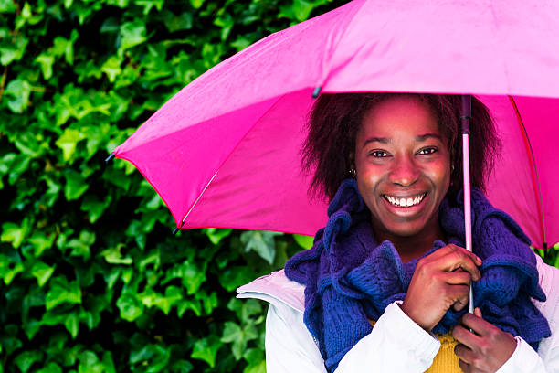 istock Happy woman under the rain 186663042