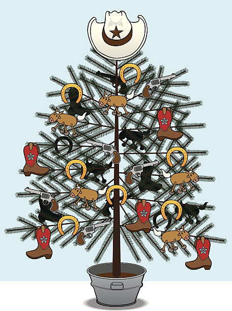 Cowboy Christmas Tree vector art illustration