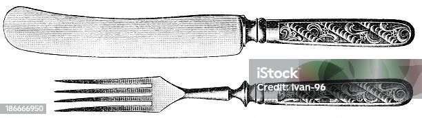 Ilustración de Tenedor Y Cuchillo y más Vectores Libres de Derechos de Tenedor - Tenedor, Cuchillo - Cubertería, Ilustración