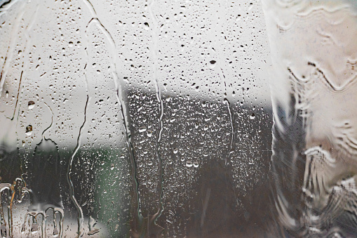 Rain drops on car glass