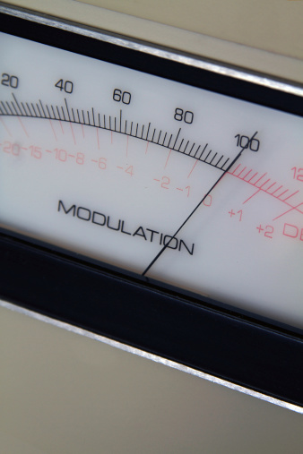 audio modulation meter at a maximum of 100 - room for copy