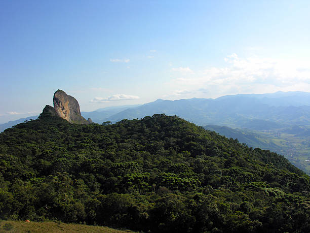 Brazilian stone mountain and forest near CAMPOS DO JORDAO city stock photo