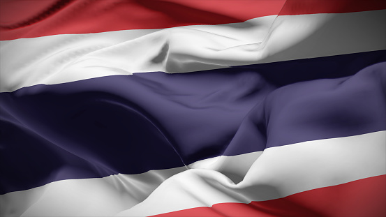 3d illustration flag of Thailand. Close up waving flag of Thailand.