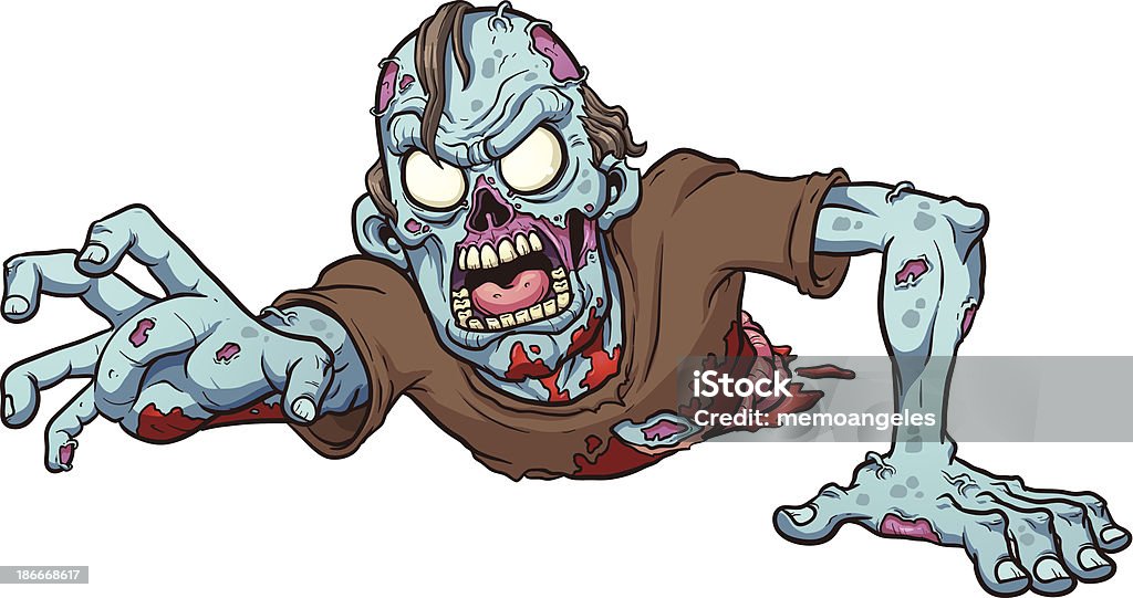 Cartoon drawing of a crawling zombie - Royaltyfri Zombie vektorgrafik