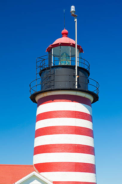 West Quoddy Head Light In Maine The West Quoddy Head Light Was Opened In 1808 And Is The Easternmost Lighthouse On The Continental United States. quoddy head state park stock pictures, royalty-free photos & images