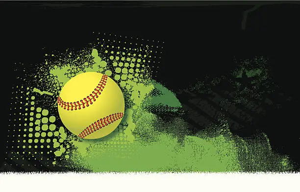 Vector illustration of Girls Softball All-Star Background - Ball