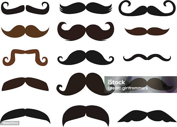 Ilustración de Juego De Mustaches y más Vectores Libres de Derechos de Bigote - Bigote, Movember, Vibrisas