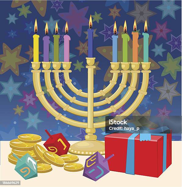 Vetores de Hanukkah Candlestick Caixa De Presente Gelt e mais imagens de Hanukkah - Hanukkah, Plano de Fundo, Bege