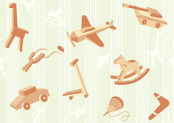 Vector illustration of Vintage Toys Wallpaper