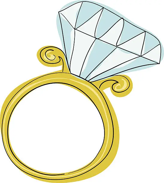 Vector illustration of Diamond Engagement Ring
