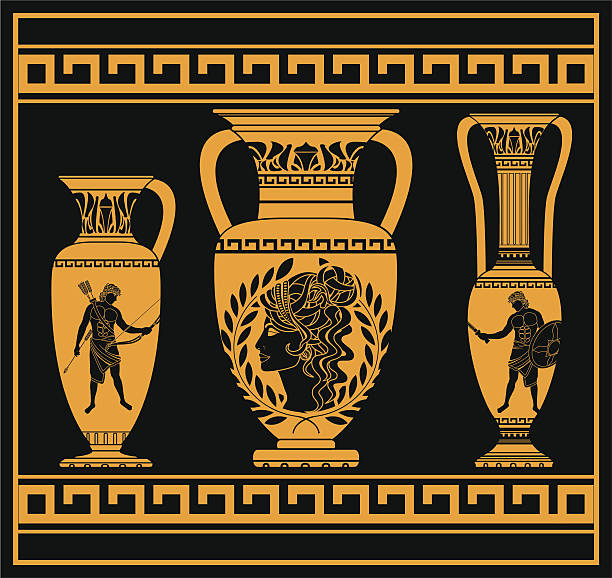 hellenic опоры - jug decorative urn ancient greek culture stock illustrations