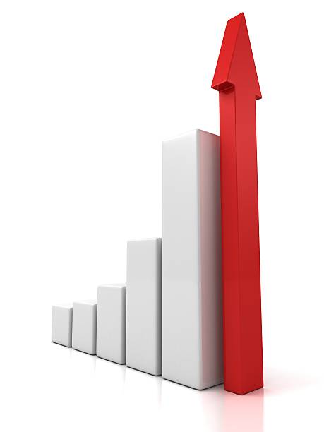 istock buziness successful bar graph with growing red arrow 186670063