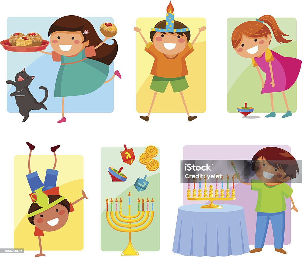 Crianças de Hanukkah - Royalty-free Brincar arte vetorial