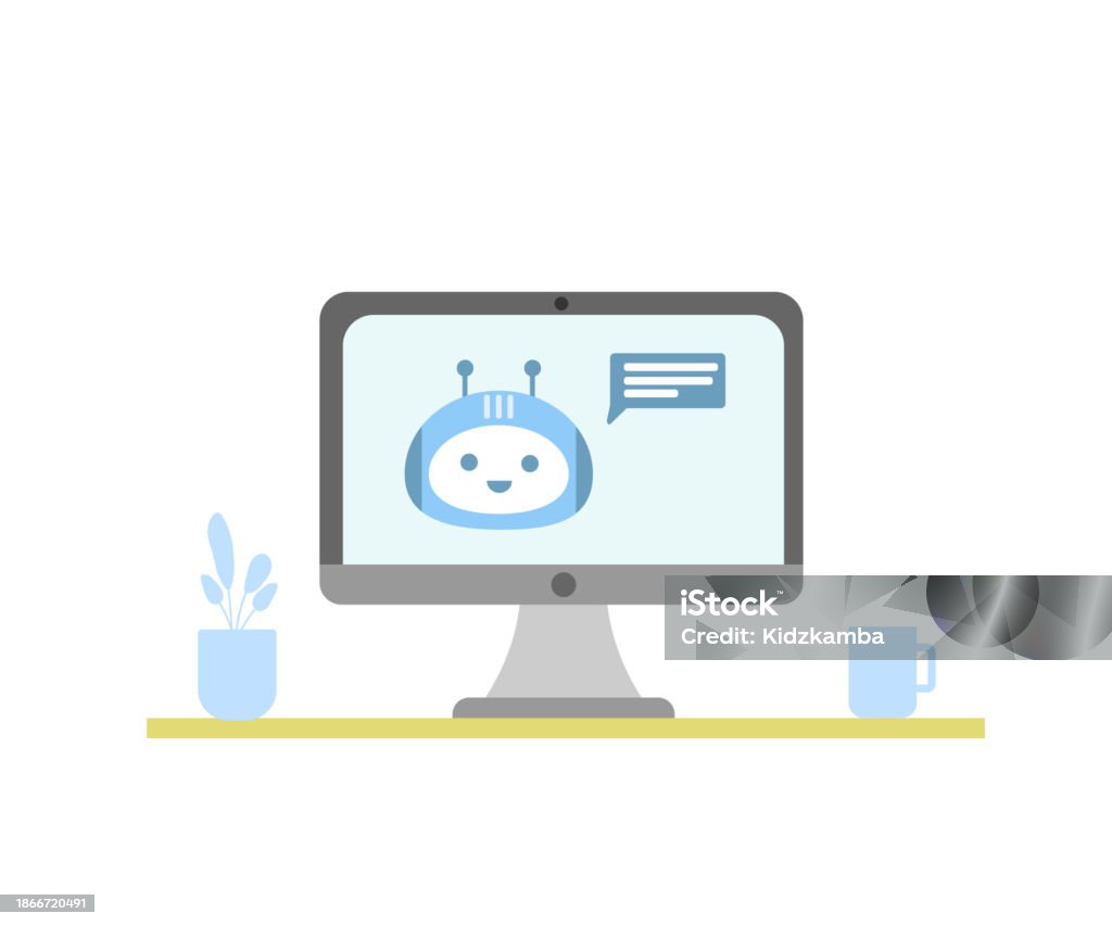 Computer Chat Bot Ai Chat Bot On A Monitor Chatbot On Computer Chat Bot Concept ...